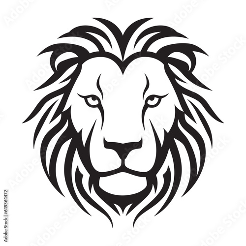 Simple lion head line art tattoo style vector illustration template