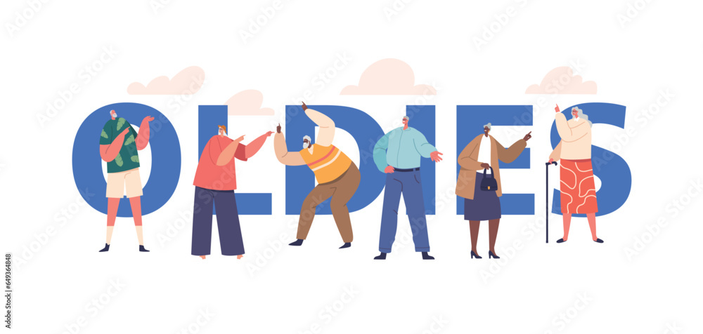 Oldies Concept With Elderly Folks Characters, Full Of Wisdom, Embrace Humor With A Zest For Laughter. Banner, Poster Oldies Concept With Elderly Folks Characters, Full Of Wisdom, Embrace Humor With A Zest For Laughter. Banner, Poster