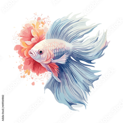 White Floral Fighter Fish Floral Fighter Fish , PNG, Illustration © MI coco