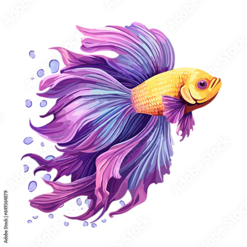 Yellow And purple Floral fighter fish floral fighter , PNG, Illustration © MI coco