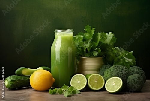 Fresh detox Vegetarian healthy green smoothie 