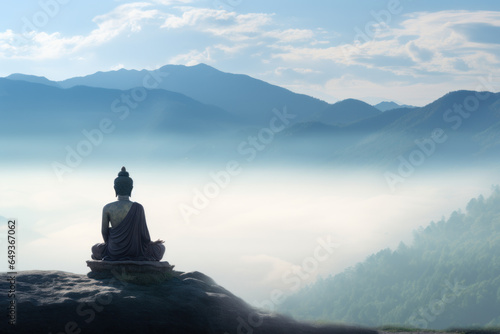 Buddha statue on a mountain in Thailand.