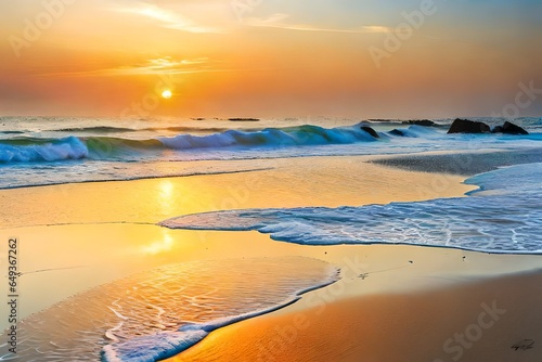 sunset on the beach garneted AI