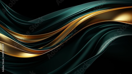 Luxury green and gold waves background. dark green and gold textured backdrop