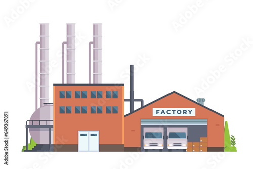 Vector illustration of factory buildings flat design and front view for your design	
