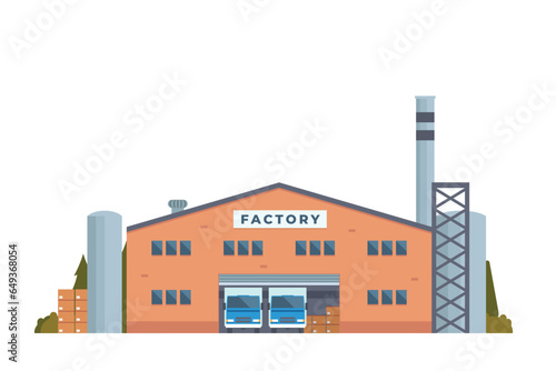 Vector illustration of factory buildings flat design and front view for your design	
