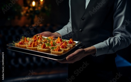 Culinary Excellence Waiter Serving Appetizers