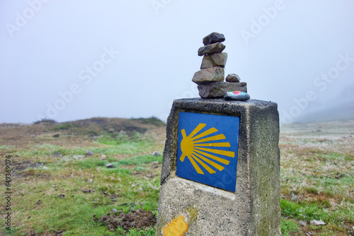 Santiago de Compostela way, Camino Primitivo, sign, milestone. 