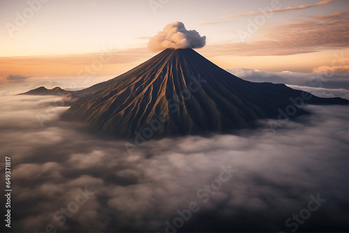 Mount Bromo at sunrise, Java, Indonesia. 3d render