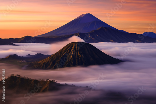 Mount Bromo, Java, Indonesia. Sunrise in the morning.