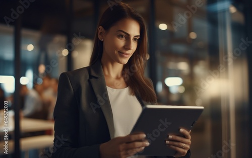 Modern Success Businesswoman with Digital Tablet