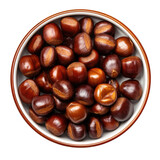 A Bowl of Roasted Chestnuts Isolated on a Transparent Background
