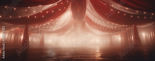 Retro syle circus tent in red and white colors photo