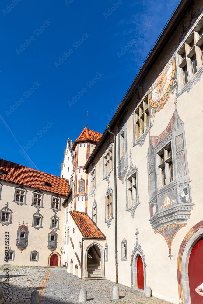 View of famous  Füssen castle with blue sky