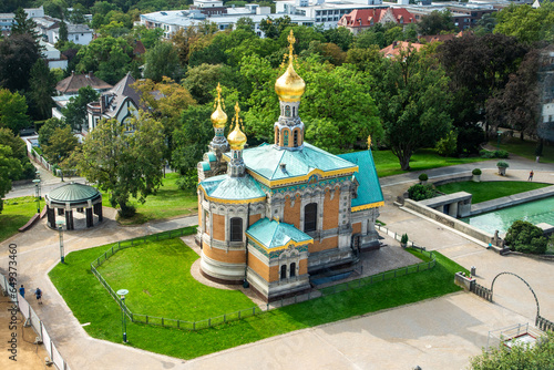 Photo orthodox church at the Mathildenhöhe in Darmastadt, an UNESCO world heritage sit