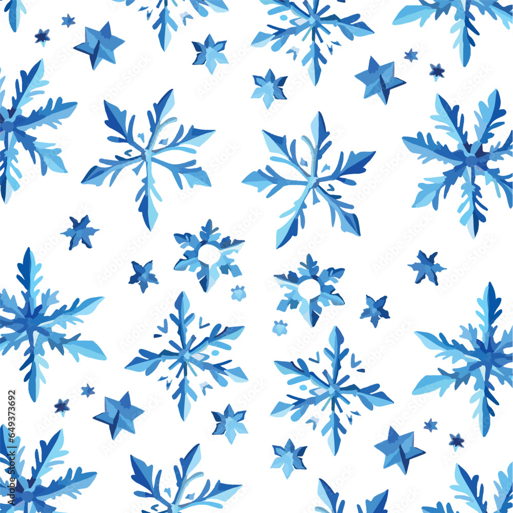 Fototapeta premium watercolor snowflakes pattern merry christmas
