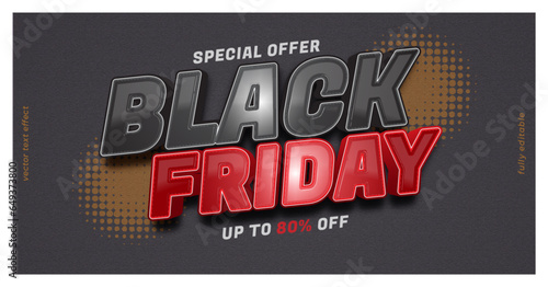 Black friday design banner with editable text effect