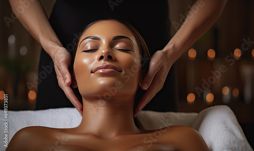 Woman enjoying a rejuvenating facial massage at a spa.