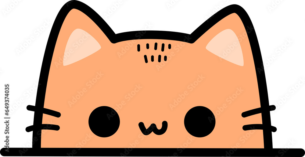 Fototapeta Cute orange cat cartoon doodle flat style