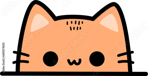 Cute orange cat cartoon doodle flat style