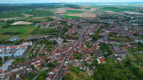 Aerial view around the old town of the city Sezanne in France photo