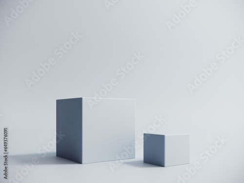 3D podium, stand on pastel, light background with copy space. Mock up for the exhibitions, presentation of products, shoes - 3D, render. Composition of geometric object, cylinder. 