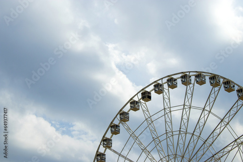 The big Ferris wheel against the cloudy sky