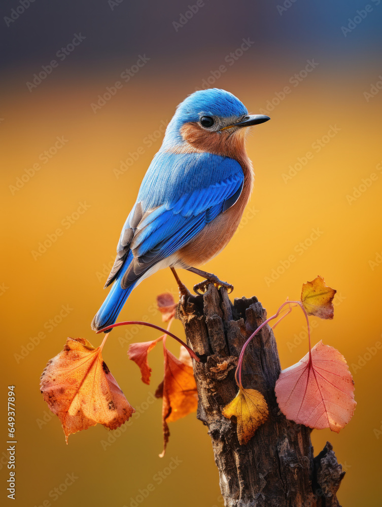 Fototapeta premium Bluebird in its Natural Habitat, Wildlife Photography, Generative AI