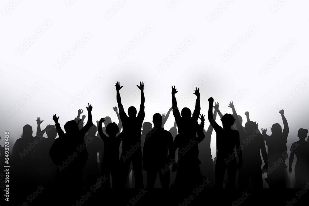 Cheering crowd at concert or sport event, isolated on white with copy space Cheering crowd at concert or sport event, isolated on white with copy space