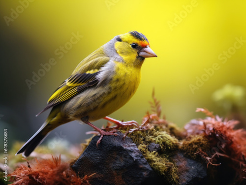 Finch in its Natural Habitat, Wildlife Photography, Generative AI