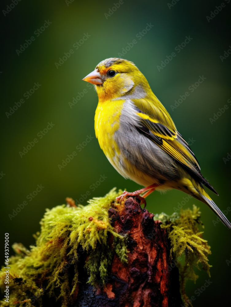 Finch in its Natural Habitat, Wildlife Photography, Generative AI