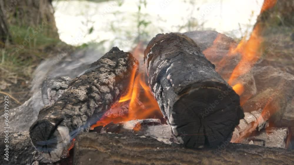 fire burning in oak wood - beautiful flames - slowly burning fire 4K 60 FPS fire burning in oak wood - beautiful flames - slowly burning fire 4K 60 FPS