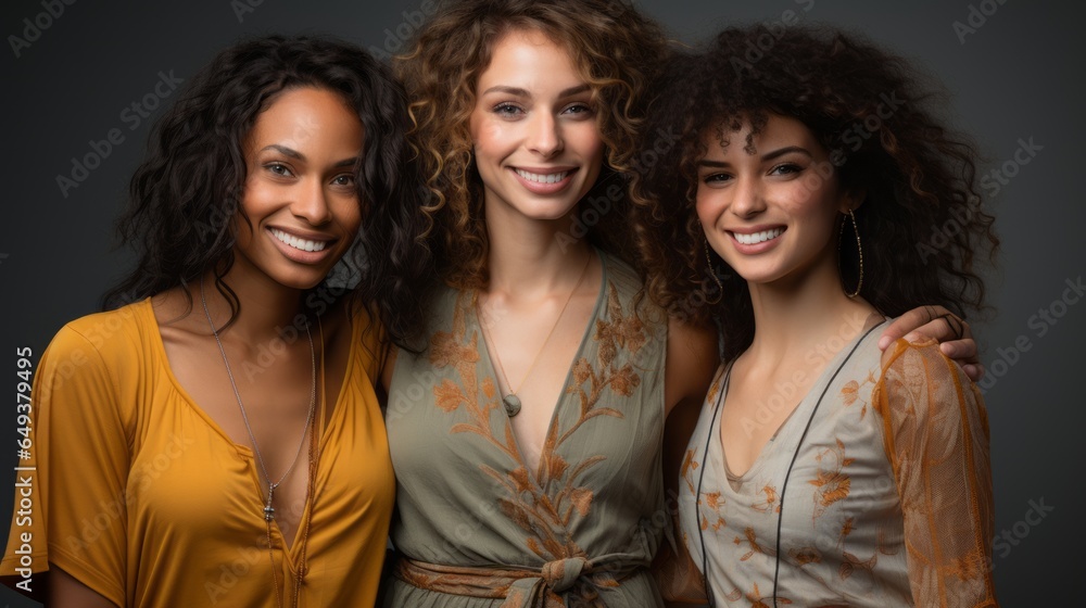 Obraz premium three beautiful woman posing for a photo