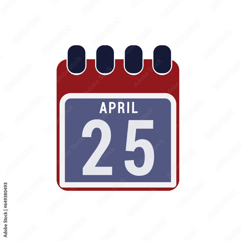 Calendar displaying day 25 (twenty-fifth) of the April - Day 25 of the month. Illustration Calendar displaying day 25 (twenty-fifth) of the April - Day 25 of the month. Illustration