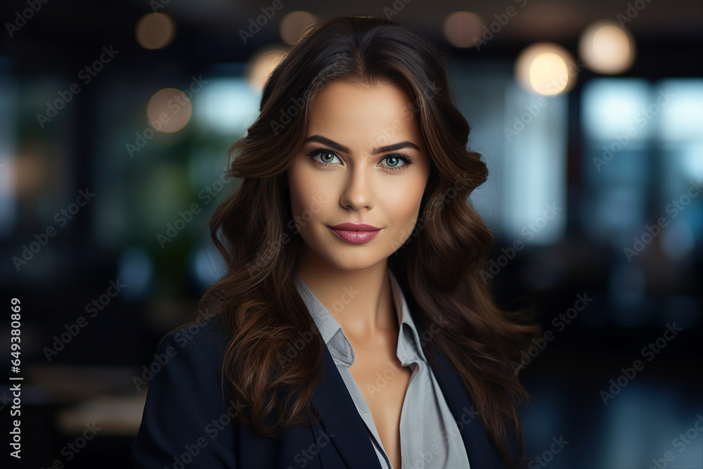 Obraz premium Generative AI portrait of amazing executive office worker brunette woman