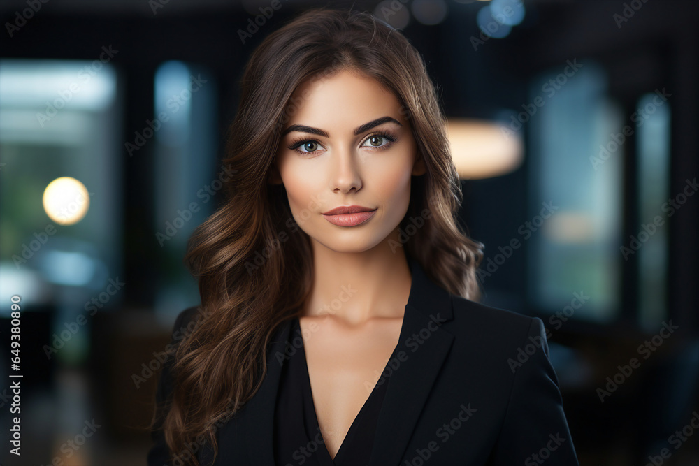 Obraz premium Generative AI picture portrait of amazing gorgeous office worker young woman