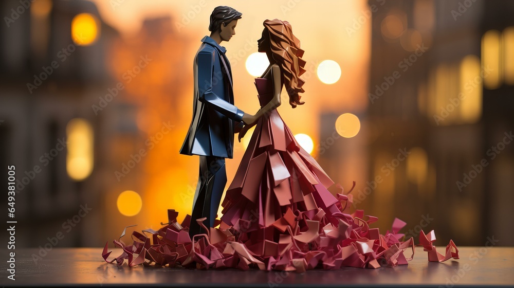 Origami Couple in the City