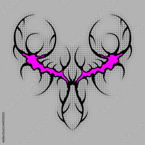 Cyber sigilism poster. Neo tribal gothic style design.
