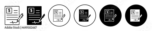 Agreement icon. Legal business deal or partnership document signature symbol. Company contract submit for approval vector. Affiliate license form sign.