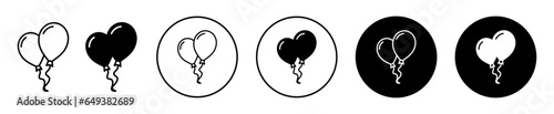 Balloon icon. Birthday party or anniversary event decoration with ballon ribbon symbol. Helium gas or air filled balloon vector.