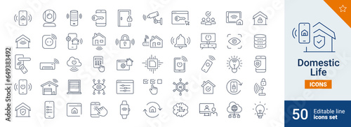 Domestic icons Pixel perfect. Security, home, camera, ....