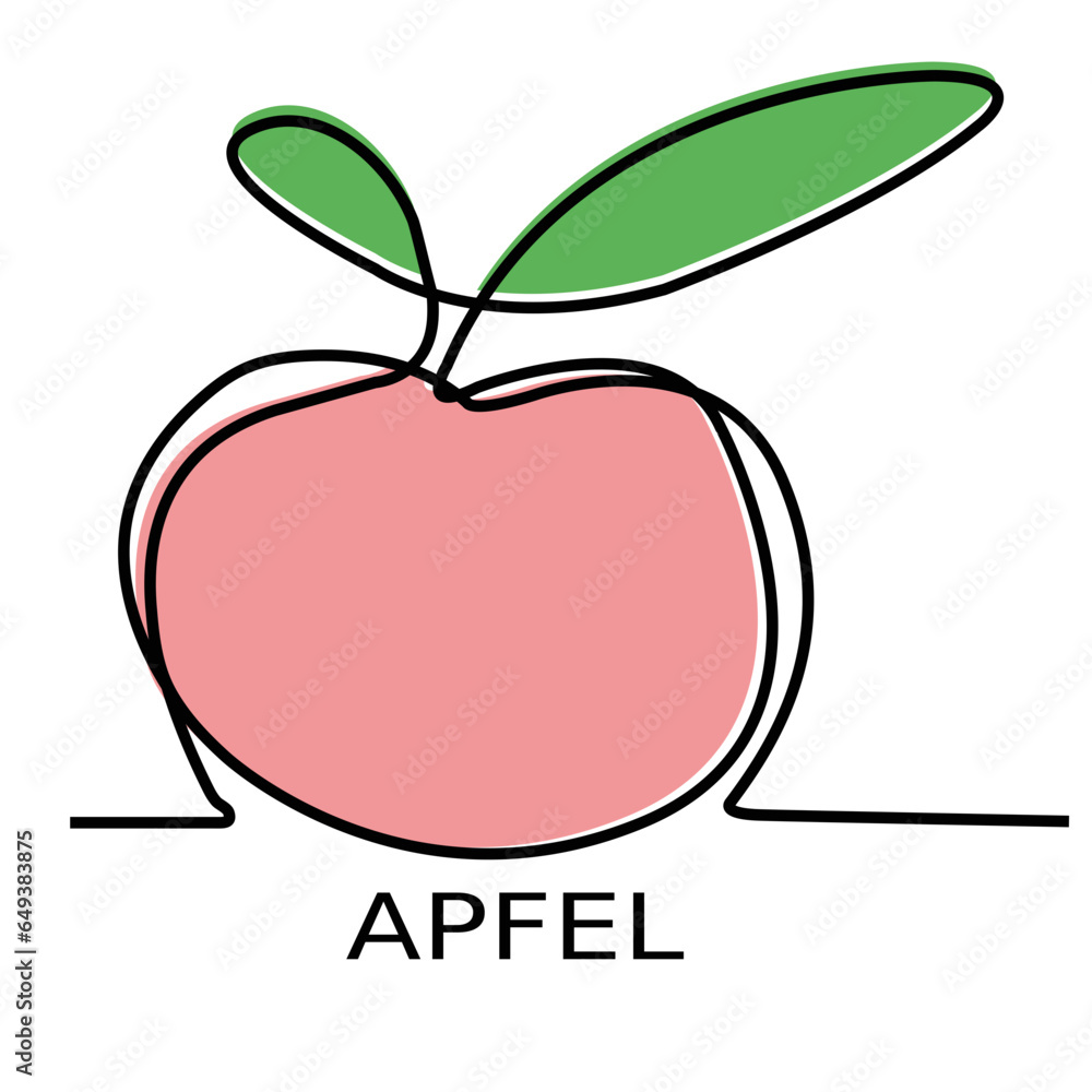 Fotografie Apfel One Line Art SVG
