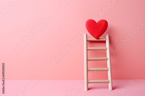 Metaphor of unattainable love, little red heart in background with simple copy space. photo
