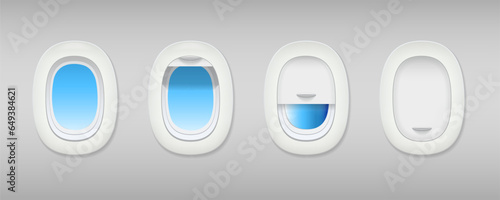 Portholes for airplanes with a view of the sky vector icons eps10