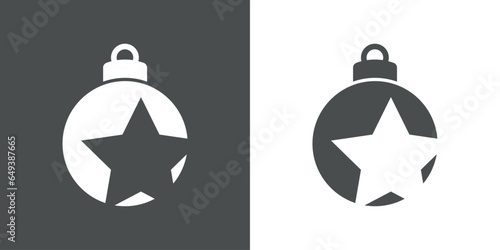 Tiempo de Navidad. Logo con silueta de bola de navidad con estrella para su uso en invitaciones y felicitaciones