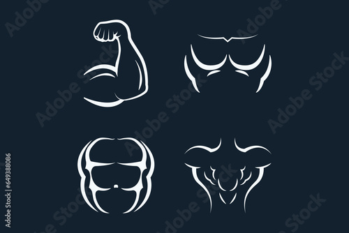 Vector fitness body lineart icons