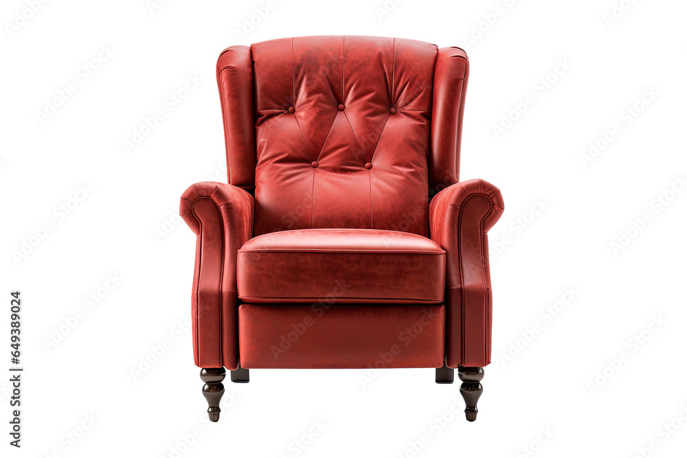 a brown suede recliner chair isolated on a transparent background, generative ai