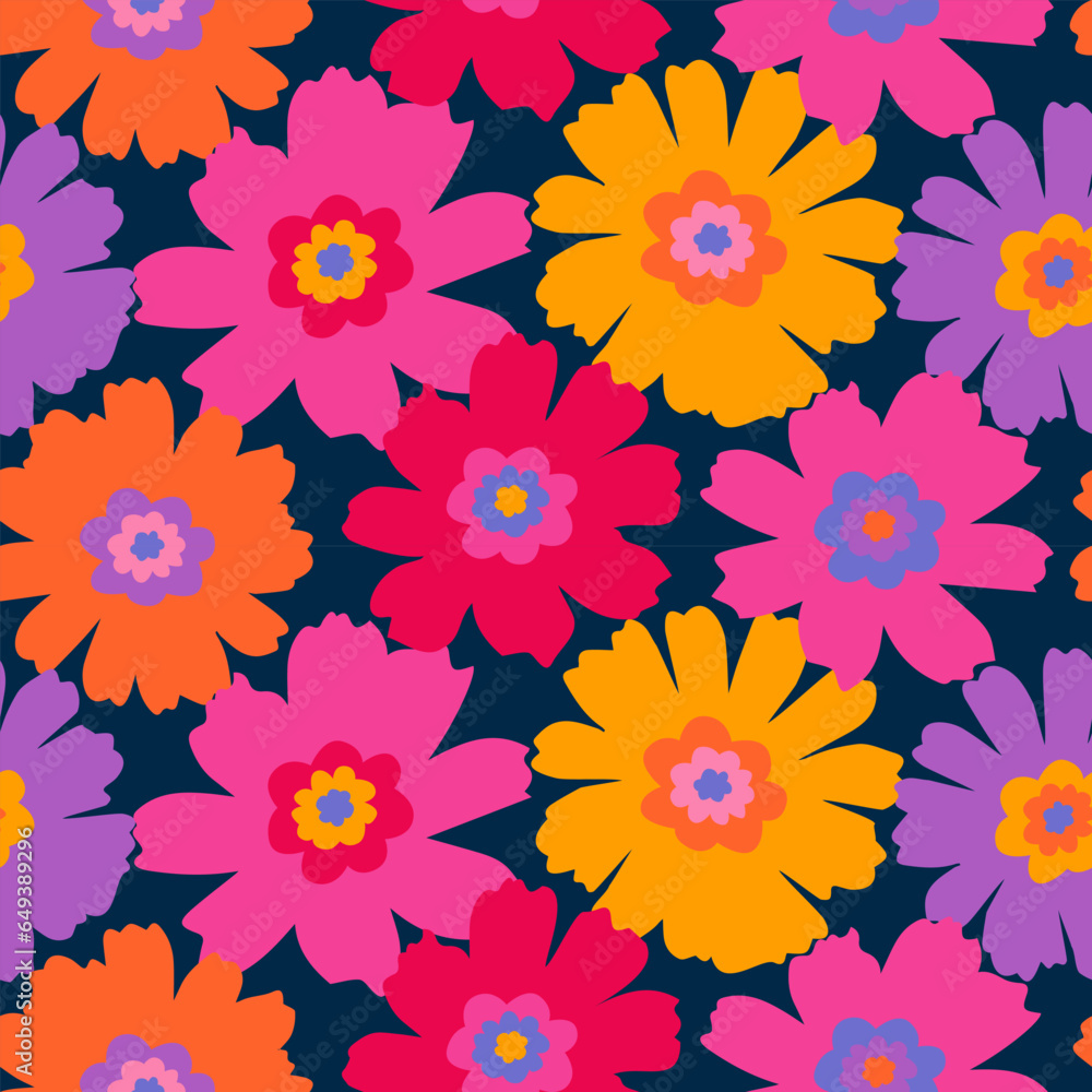 Hand drawn flowers, seamless patterns with floral for fabric, textiles, clothing, wrapping paper, cover, banner, home decor, abstract backgrounds.