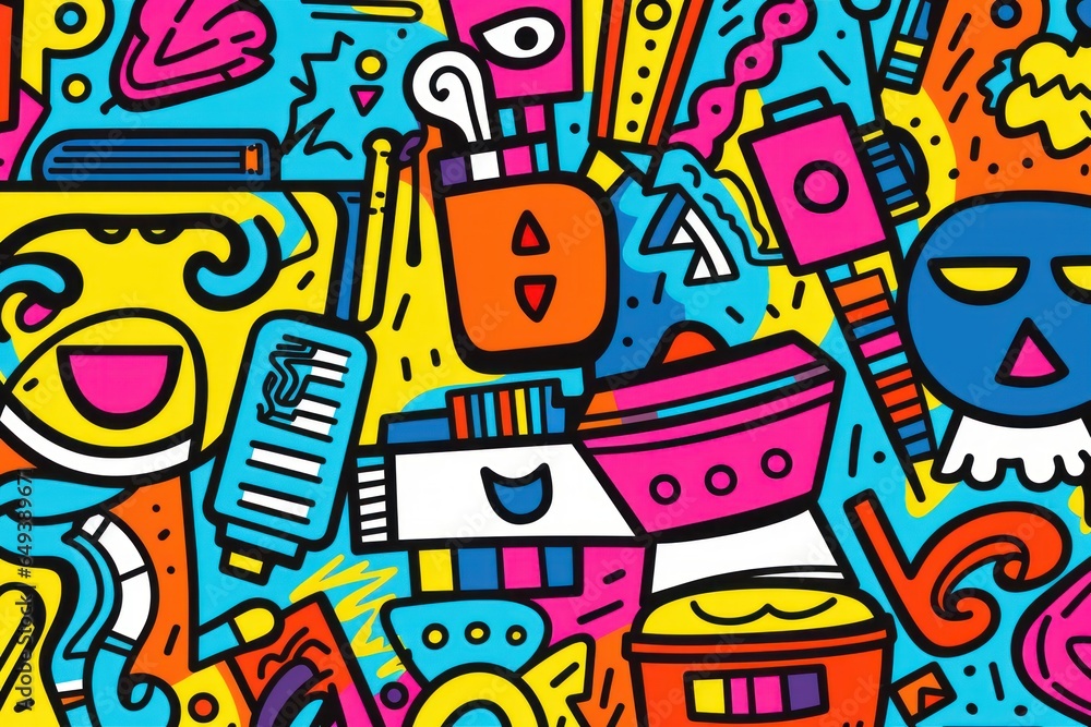 multicolored abstract pattern with free-hand elements, ai tools generated image multicolored abstract pattern with free-hand elements, ai tools generated image