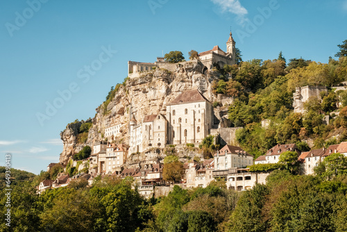Perched on a cliff above a tributary of the Dordogne river  Rocamadour  a commune in the Lot region of France  dates back to the middle ages. It has been a centre of pilgrimage since the 15th century 
